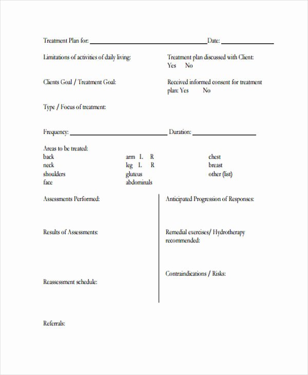 Sample Treatment Plan Template Unique 30 Free Treatment Plan Templates