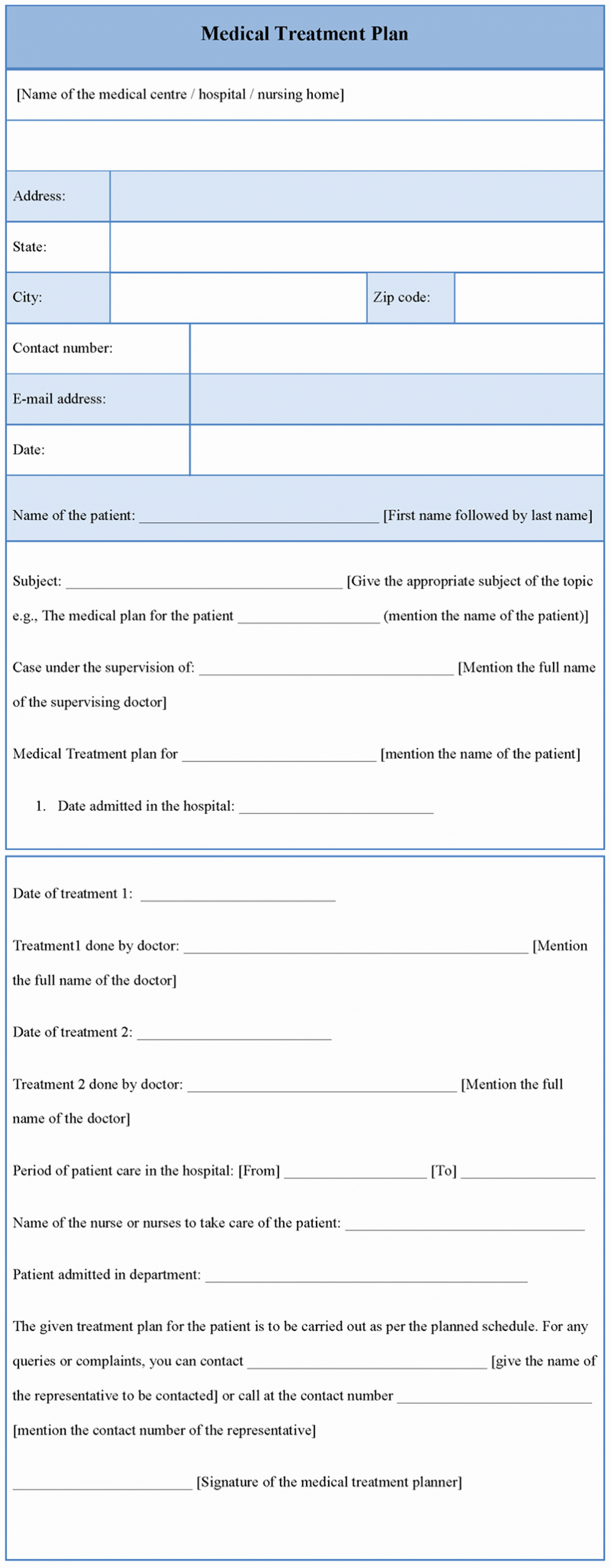 Sample Treatment Plan Template Unique Medical Template for Treatment Plan Example Of Medical