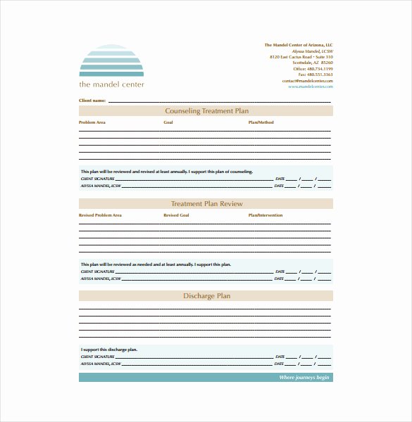 Sample Treatment Plan Template Unique Treatment Plan Template