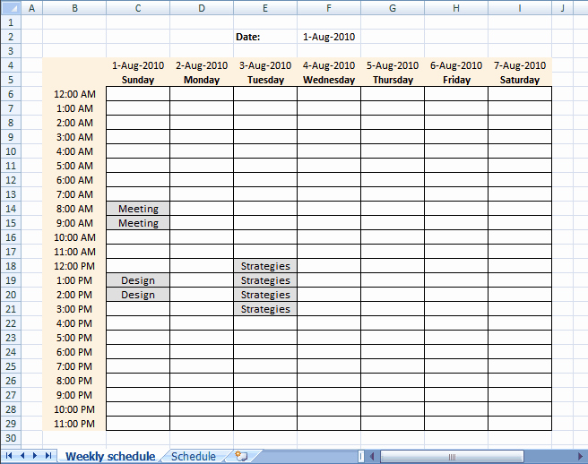 Schedule C Excel Template Lovely Microsoft Excel Templates 9 Weekly Schedule Excel Templates