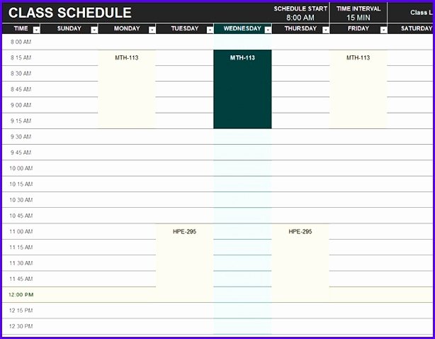 Schedule C Excel Template Unique 6 Excel Class Schedule Template Exceltemplates