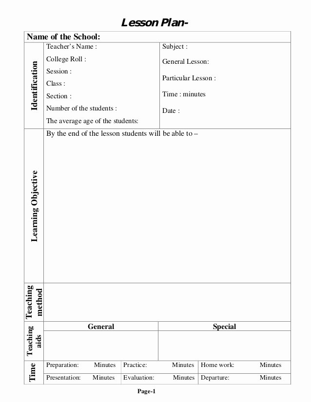 School Age Lesson Plans Template Elegant Lesson Plan Template