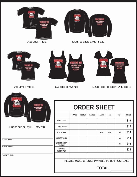 School Fundraiser order form Template Best Of Example T Shirt order form Google Search Pto