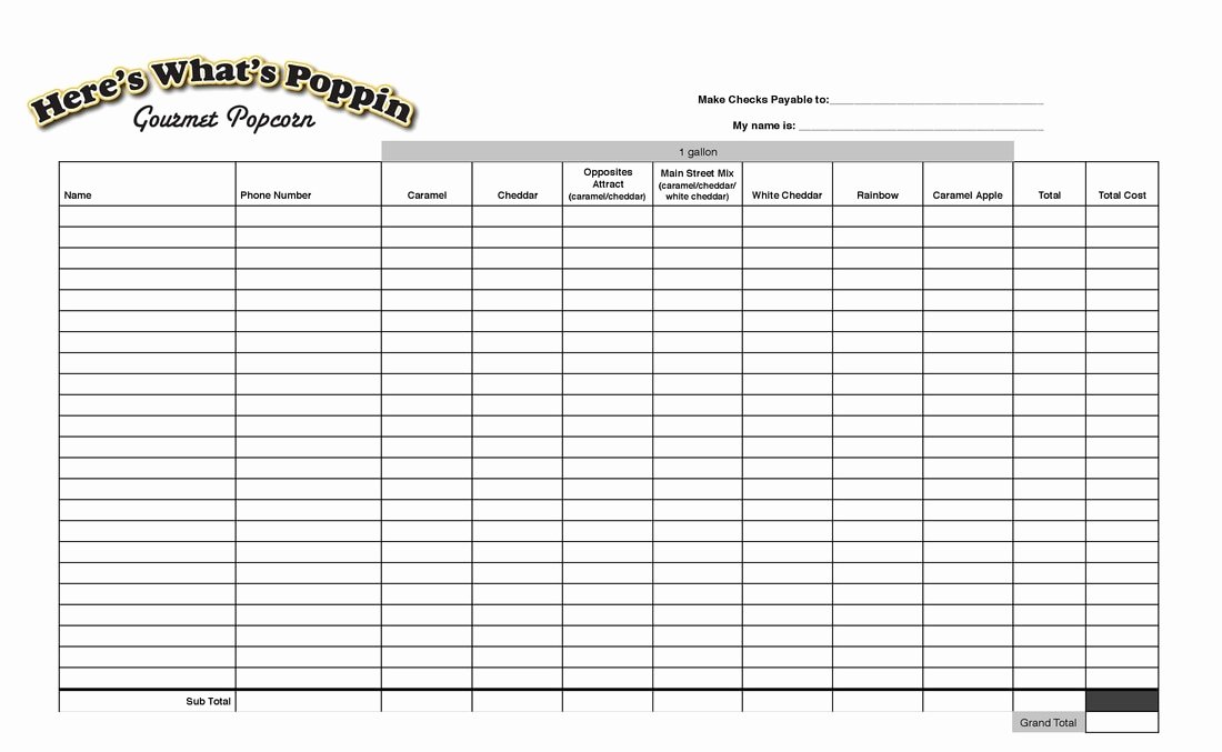 School Fundraiser order form Template Best Of Popcorn Fundraiser order form