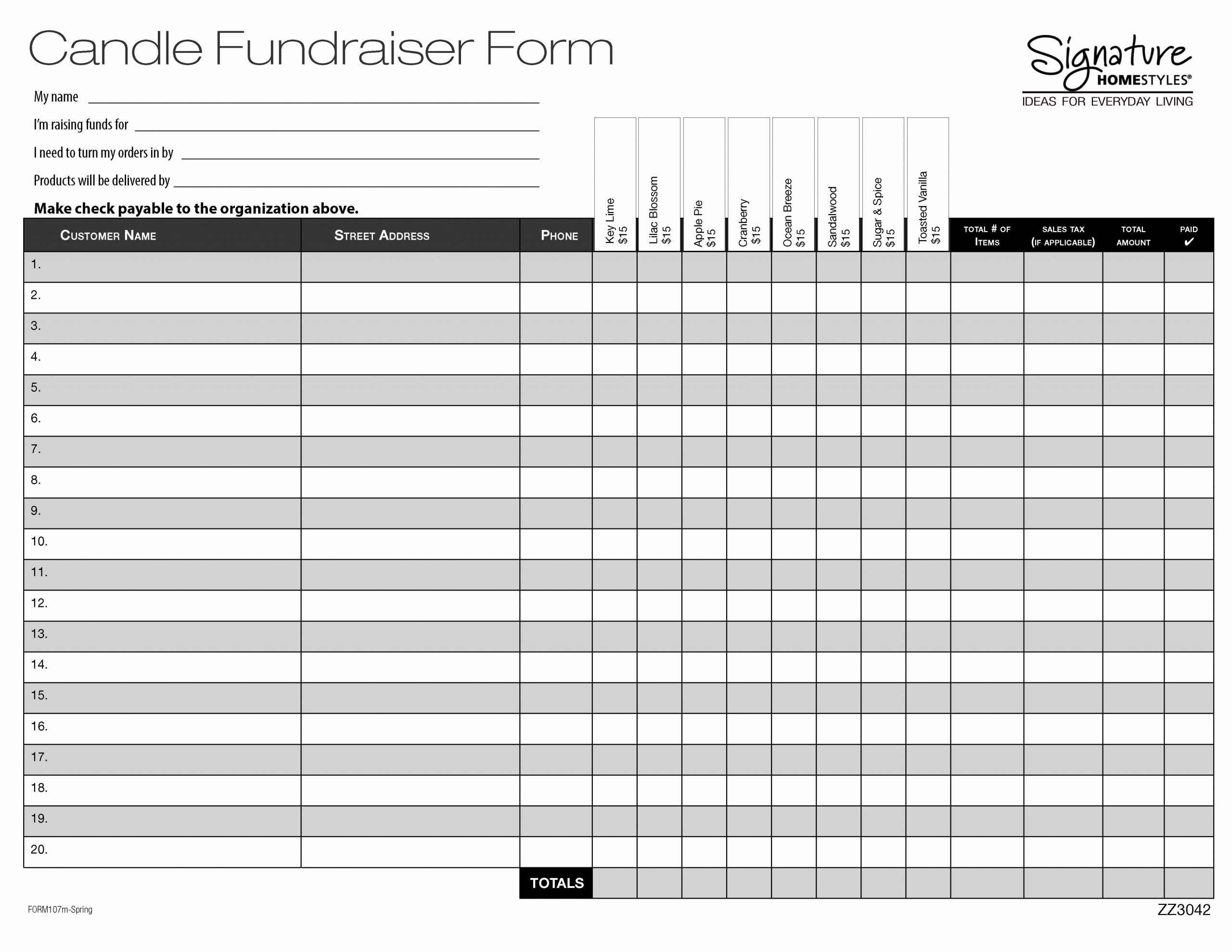 School Fundraiser order form Template Inspirational order form Template