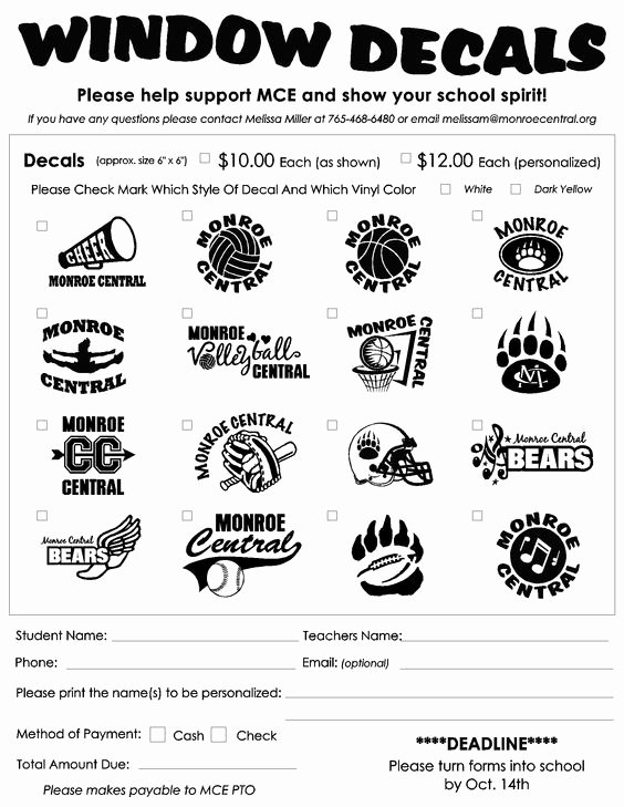 School Fundraiser order form Template Inspirational Window Fundraisers and School Spirit On Pinterest