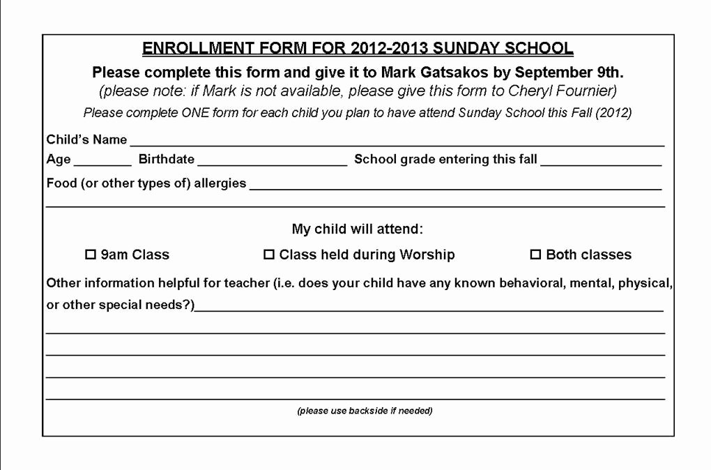 School Registration form Template Elegant Church Nursery Registration form thenurseries