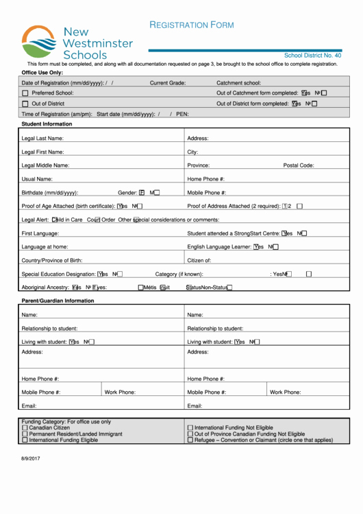 School Registration form Template Inspirational 54 School Registration form Templates Free to In Pdf