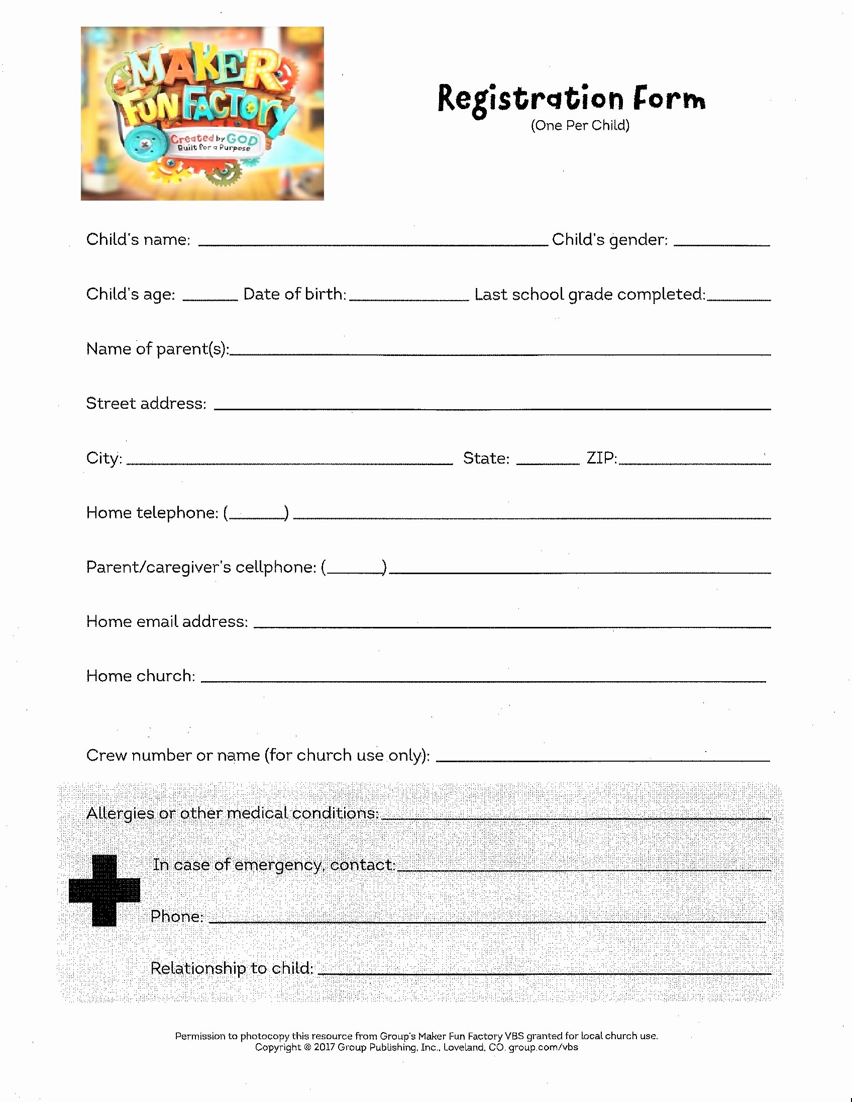 School Registration forms Template Fresh 2018 Vacation Bible School Registration form