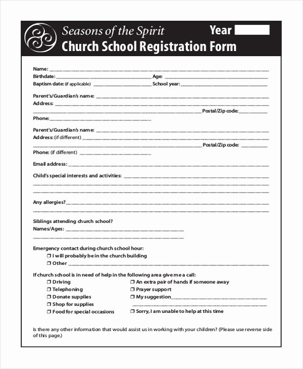 School Registration forms Template Fresh Free 10 Sample School Registration forms