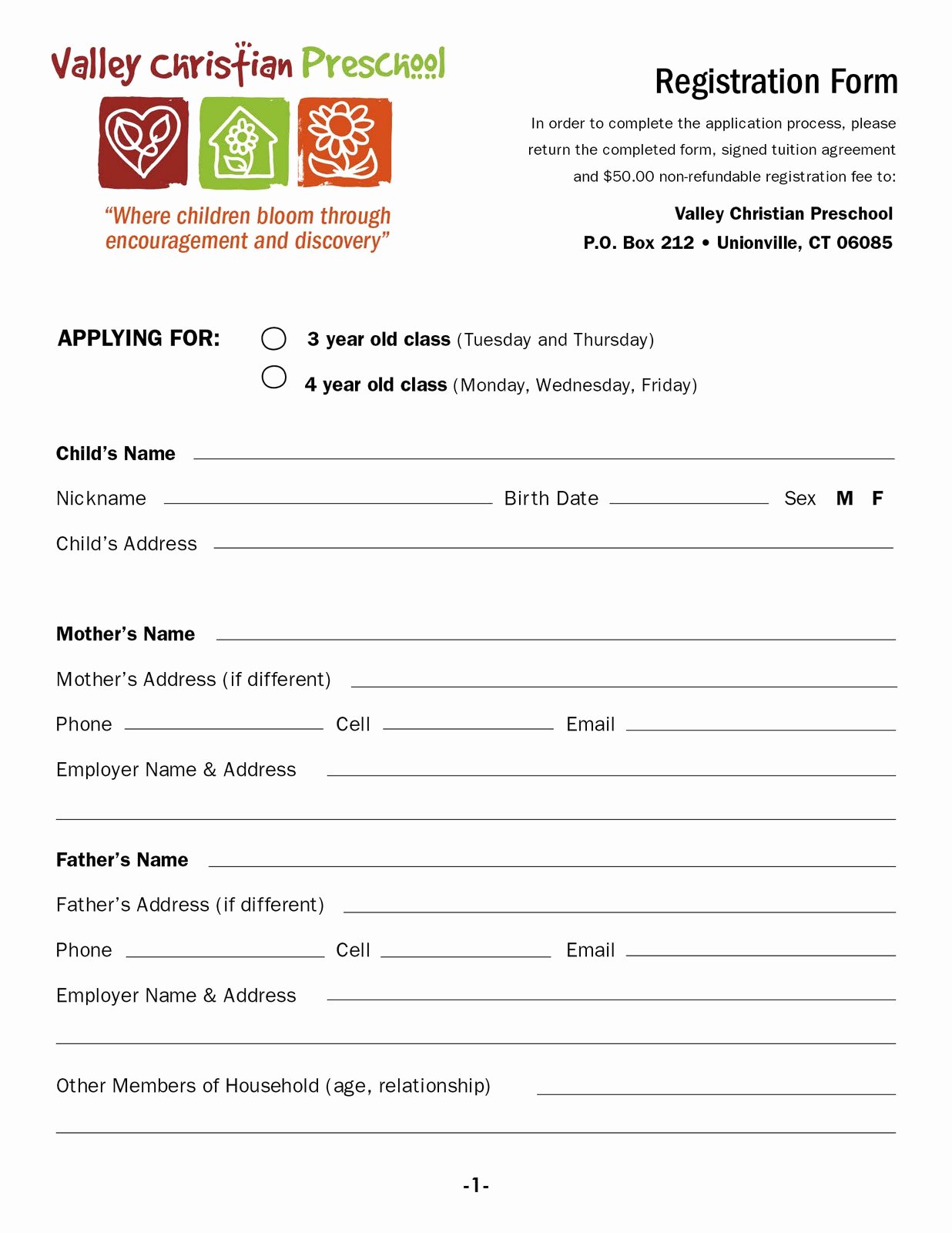 School Registration forms Template Inspirational Valley Christian Preschool Download A Registration form