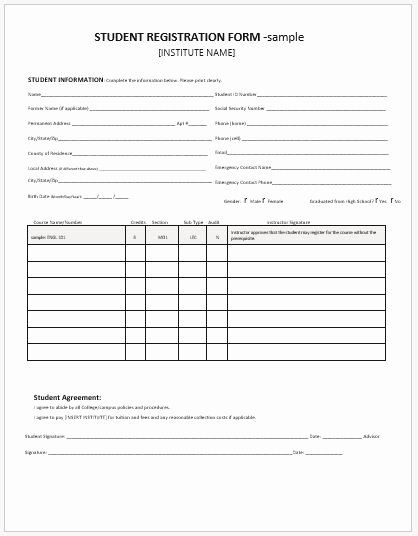 School Registration forms Template New Student Registration forms for Ms Word