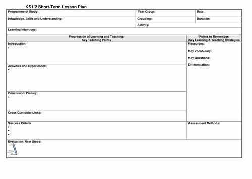 Secondary Lesson Plan Template Awesome Ks1 2 Lesson Plan Template by Noaddedsugar