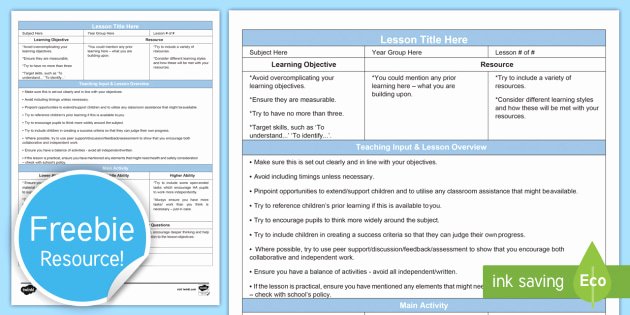 Secondary Lesson Plan Template Best Of Guided Secondary Lesson Plan Template Editable Proforma