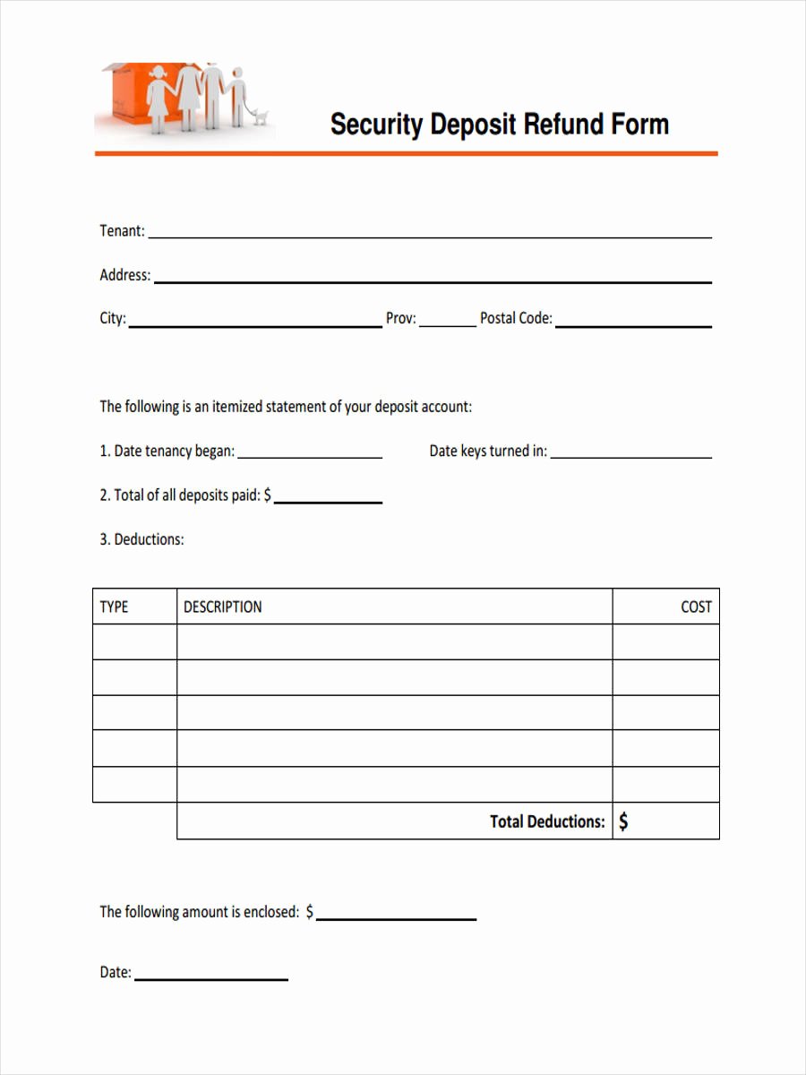 Security Deposit Return form Template Beautiful Free 31 Deposit form Templates