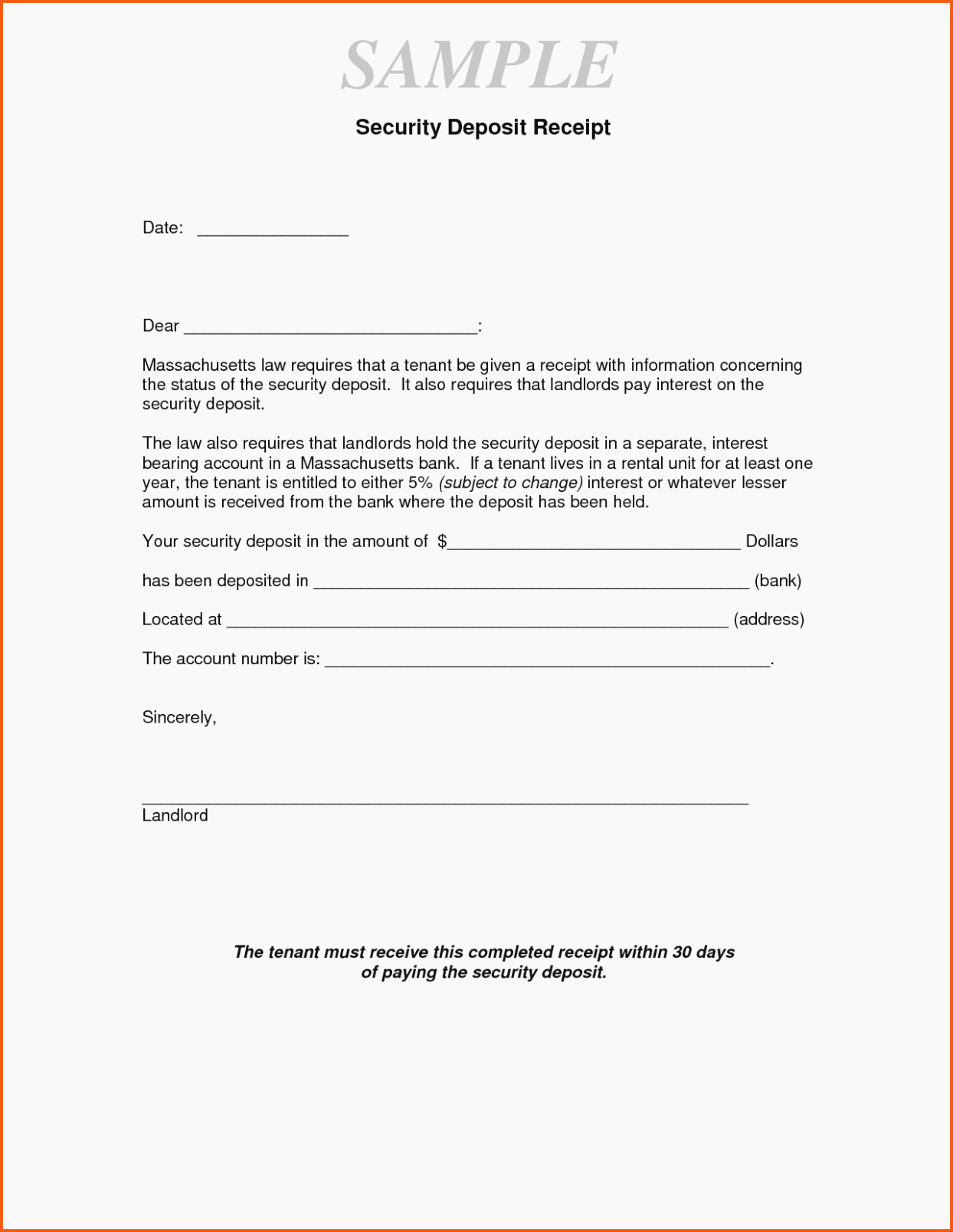 Security Deposit Return form Template Best Of How You Can attend Rental