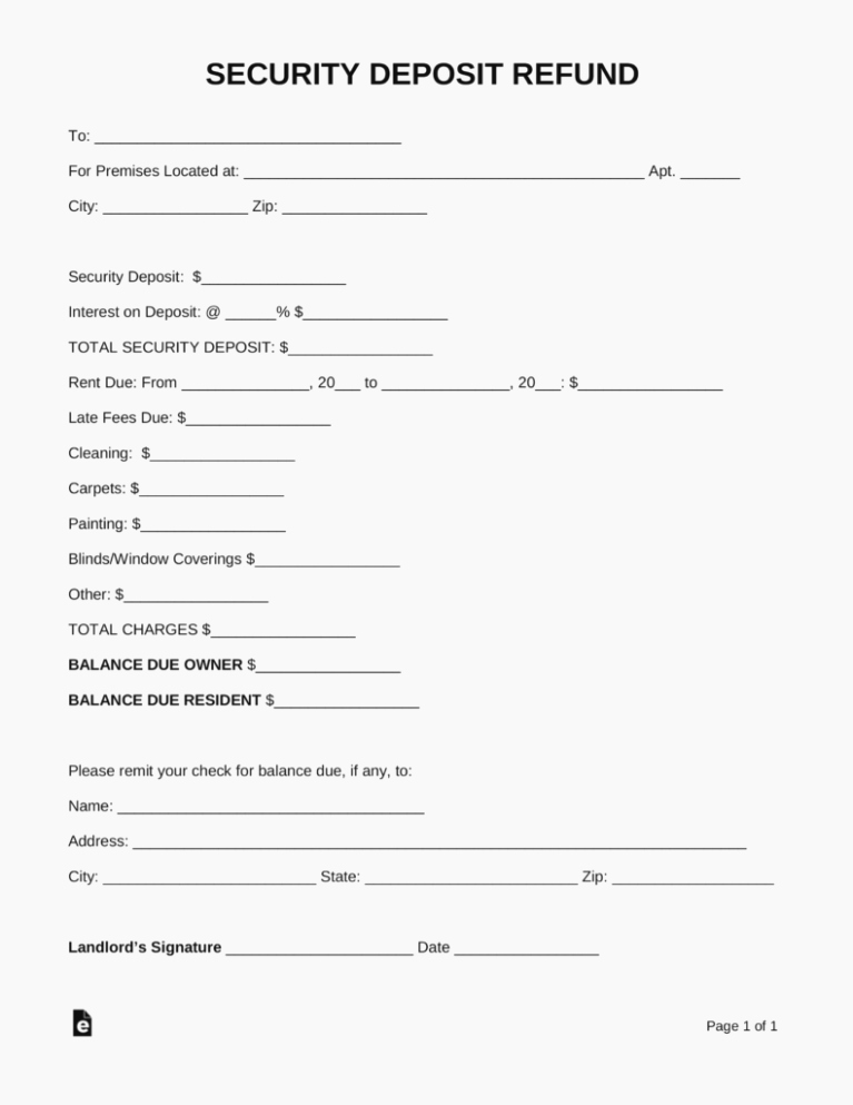 Security Deposit Return form Template Best Of the History Sample