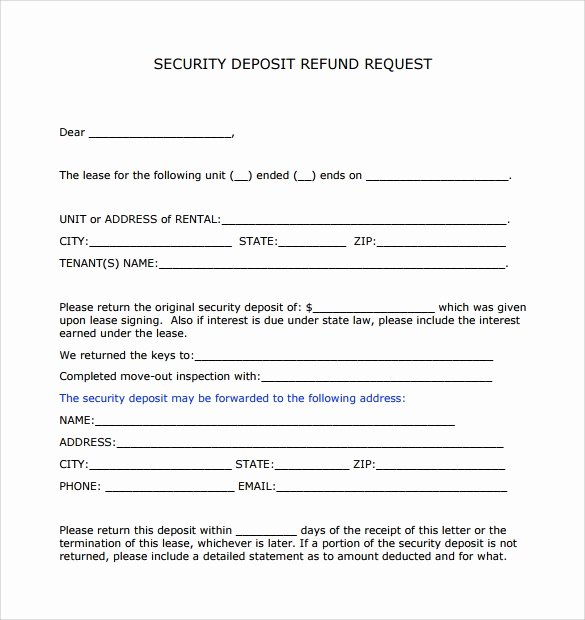 Security Deposit Return form Template Lovely 12 Rental Deposit forms to Download for Free