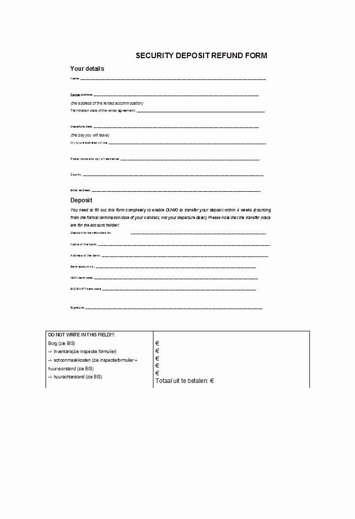 Security Deposit Return form Template Lovely 50 Effective Security Deposit Return Letters [ms Word]