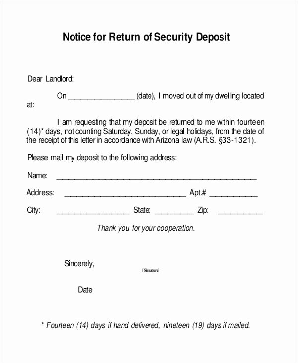 Security Deposit Return form Template Luxury Free 8 Sample Security Deposit Receipt forms In Pdf