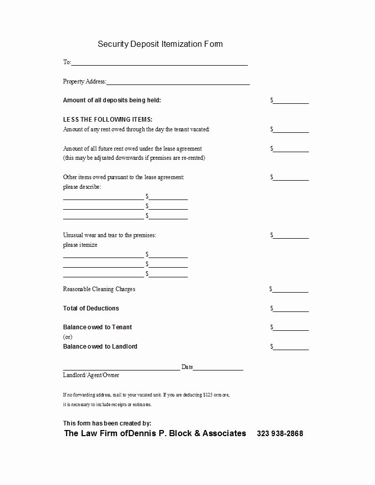 Security Deposit Return form Template New 50 Effective Security Deposit Return Letters [ms Word]