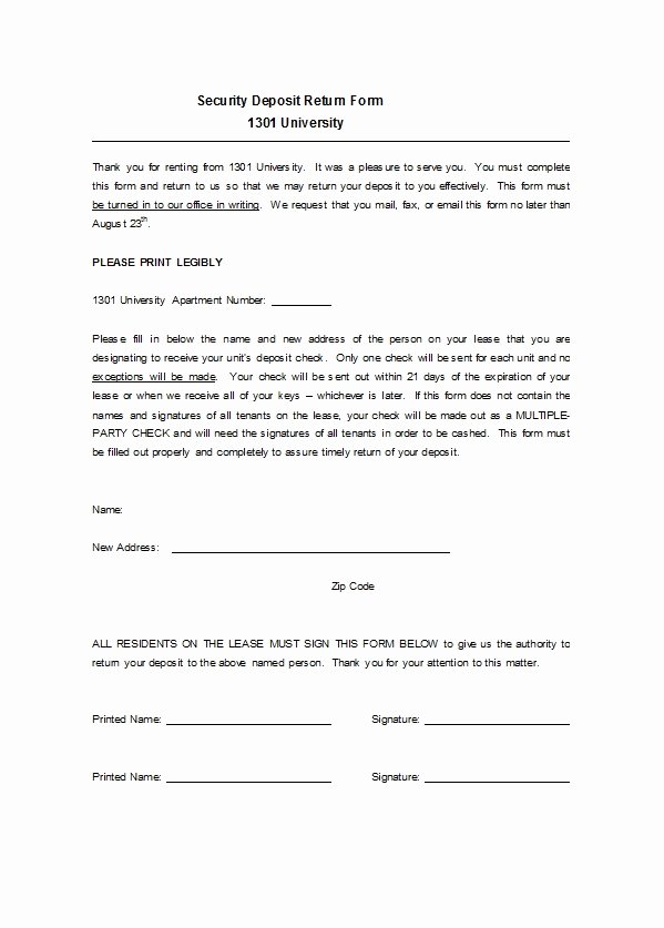 Security Deposit Return form Template New 50 Effective Security Deposit Return Letters [ms Word]