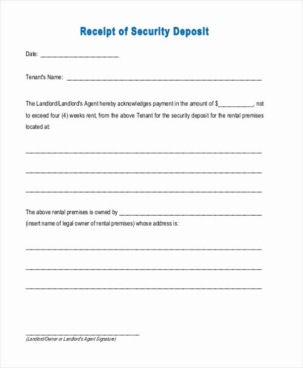 Security Deposit Return form Template New Free 10 Sample Security Deposit forms