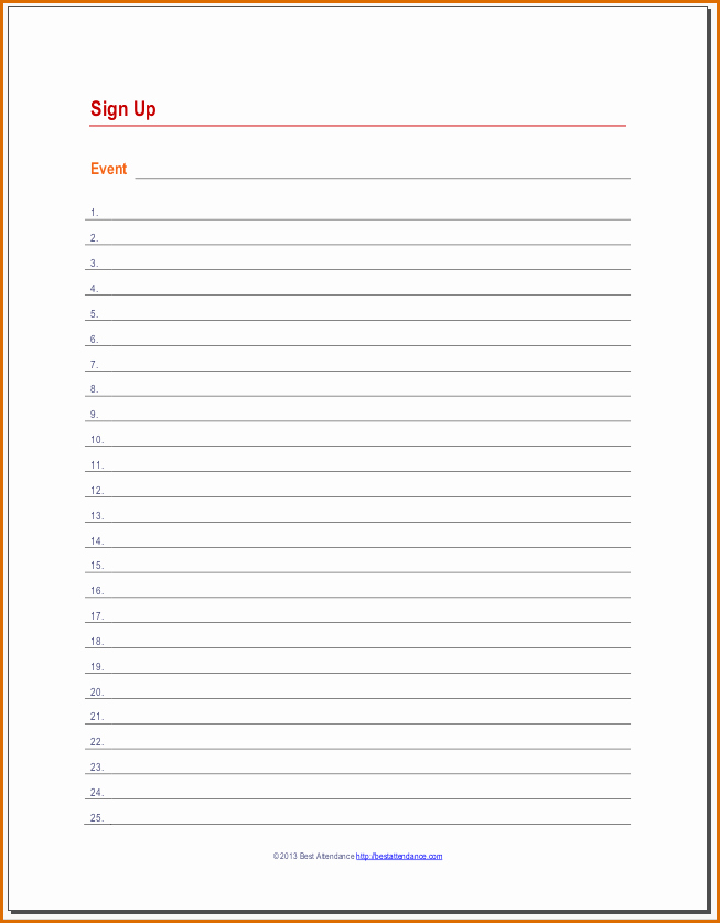 Sign Up form Template Word Beautiful 6 Sign Up Sheet Template