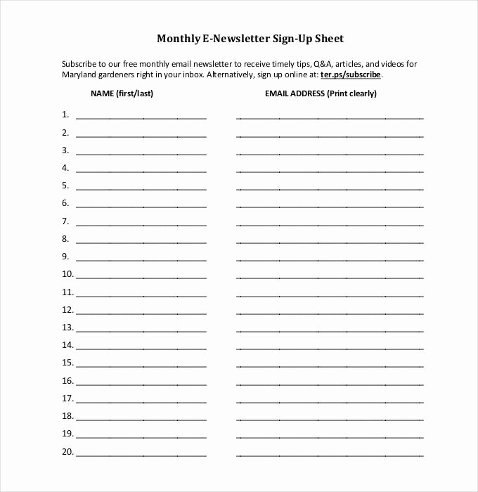 Sign Up form Template Word Fresh 58 Sign Up Sheets