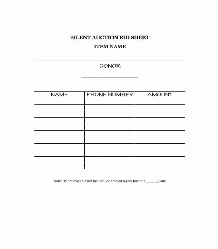 Silent Auction Donation form Template Beautiful 21 Silent Auction Bid Sheets Free Download [word Excel] 2019