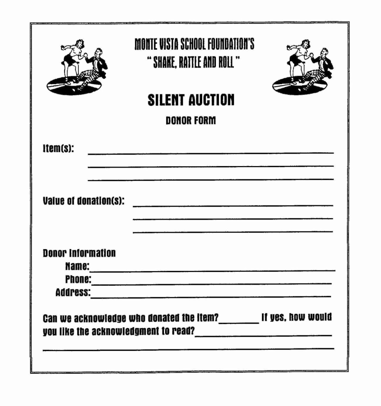 Silent Auction Donation form Template Beautiful Silent Auction Donation form Template Sampletemplatess