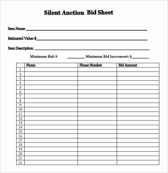 Silent Auction Donation form Template Best Of Silent Auction Bid Sheet Google Search