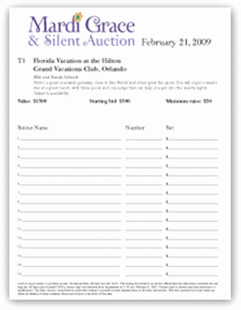 6 silent auction bid sheet templates