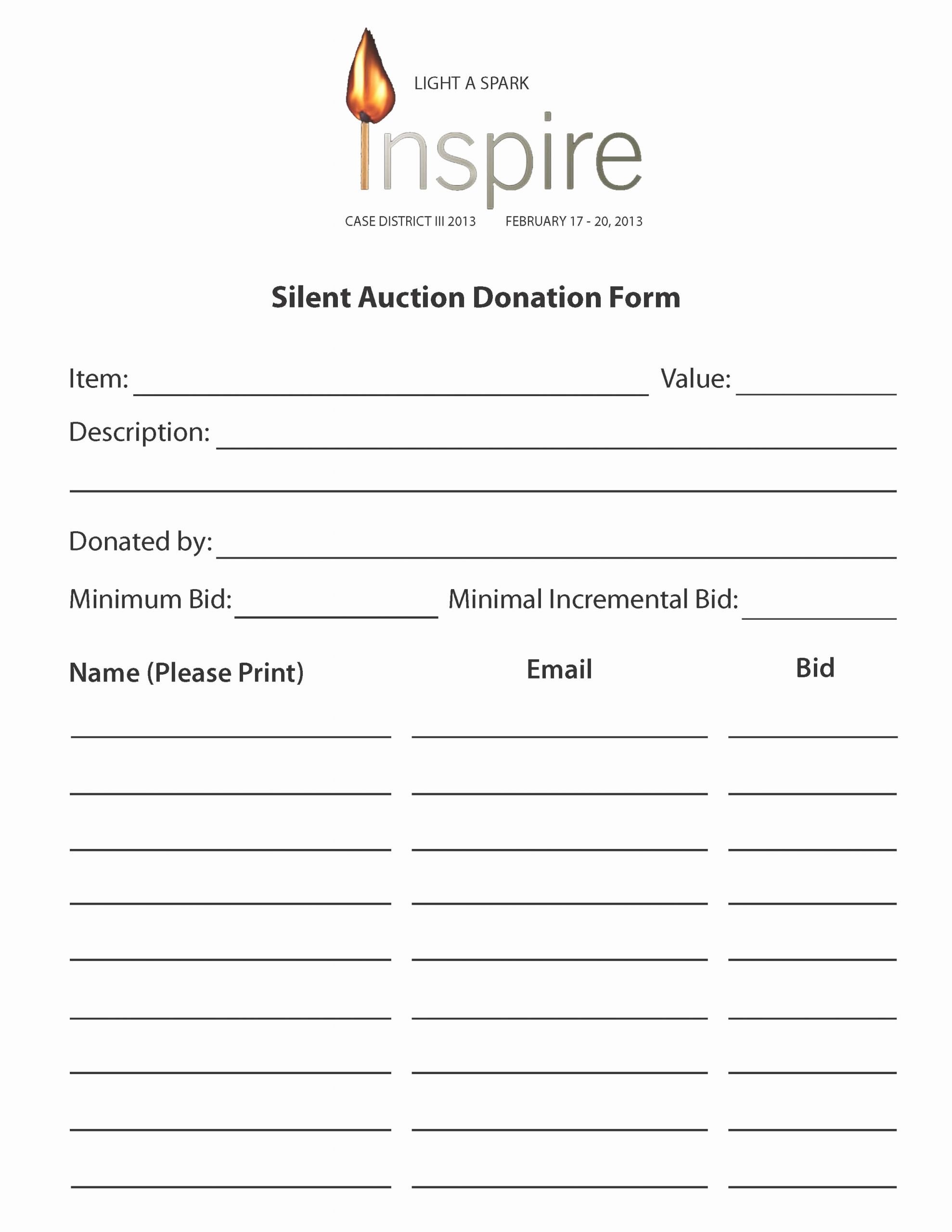 Silent Auction Donation form Template Lovely Case Silent Auction Donation forms