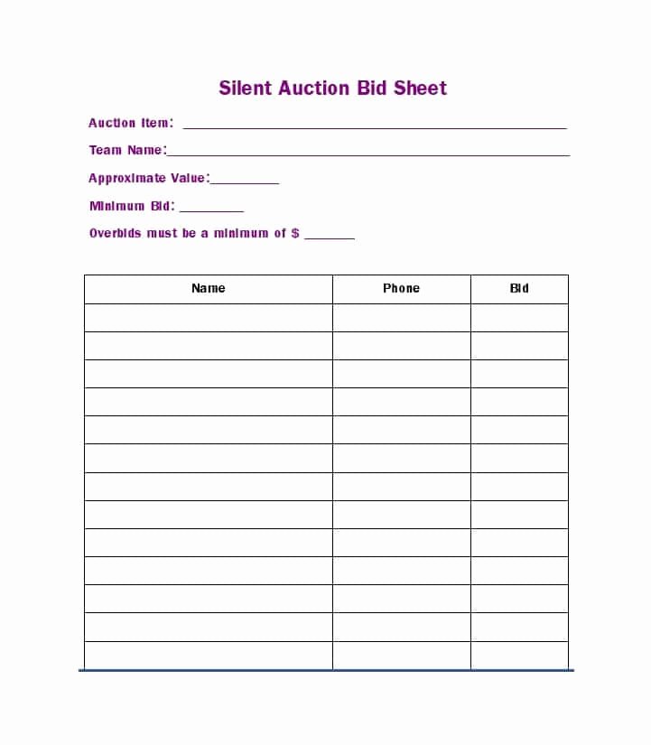 Silent Auction Donation form Template New Silent Auction Bid Sheet – Free Download