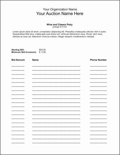 Silent Auction Donation form Template Unique 11 Silent Auction Bid forms Examples Pdf