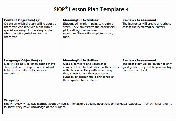 Siop Lesson Plan Template 2 Beautiful Sample Siop Lesson Plan 9 Documents In Pdf Word