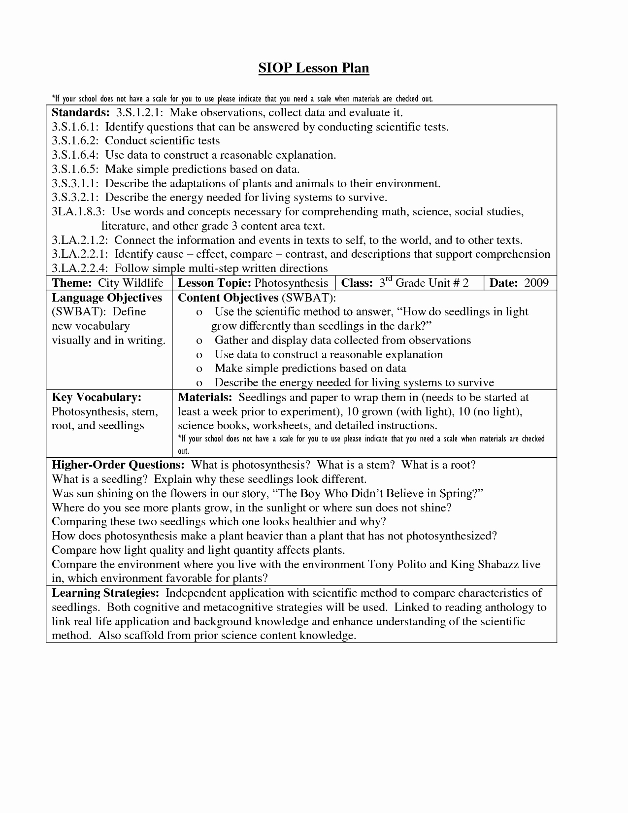 Siop Lesson Plan Template 2 Elegant 16 Awesome Siop Lesson Plan Template 2 Example