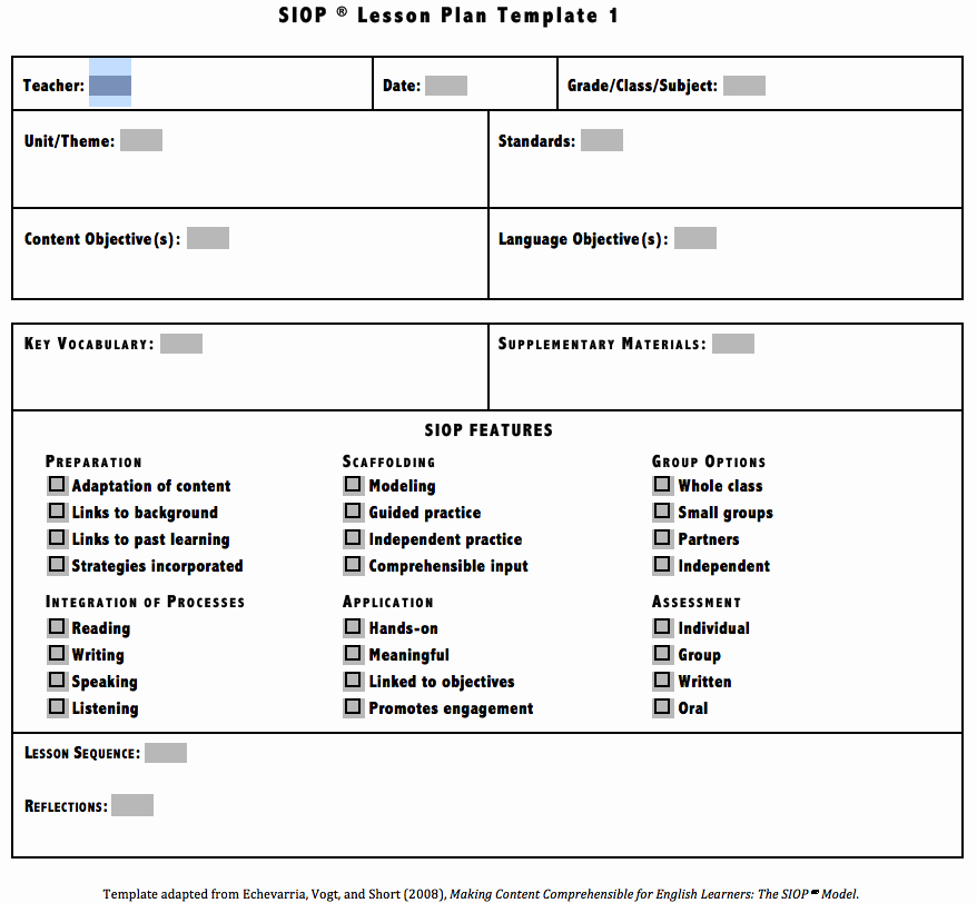 Siop Lesson Plan Template 2 Fresh Download Siop Lesson Plan Template 1 2