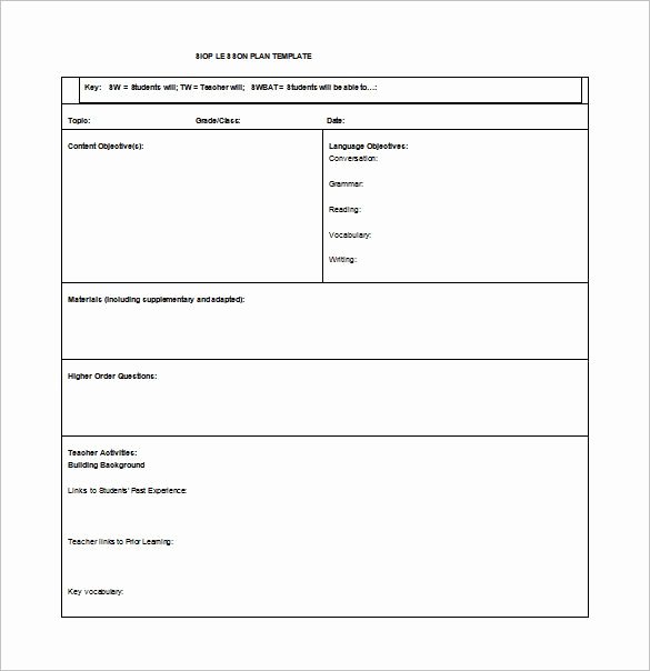 Siop Lesson Plan Template 2 New Siop Lesson Plan Template Free Word Pdf Documents