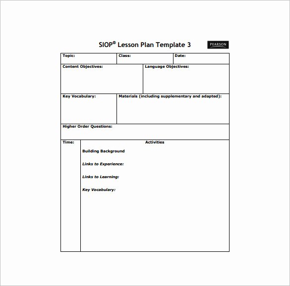 Siop Lesson Plan Template 2 New Template Gallery Page 2