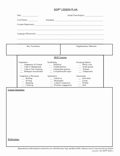 Siop Lesson Plan Template 3 Beautiful Here S A Helpful Siop Lesson Plan Template