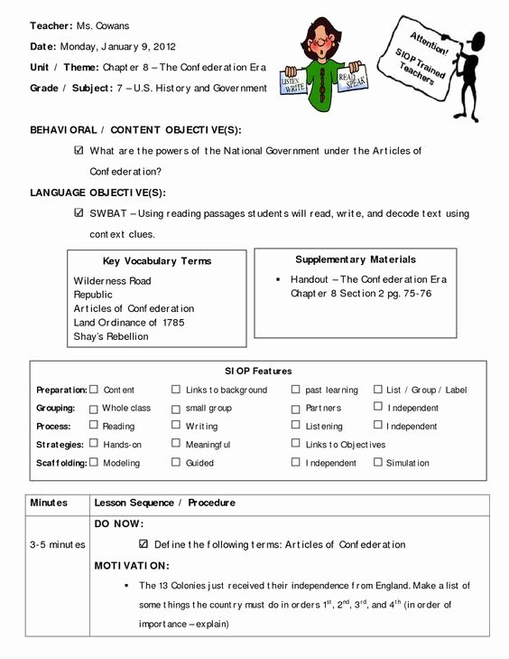 Siop Lesson Plan Template 3 Beautiful Lesson Plan Siop Chapter 8 Essay and Articles Of