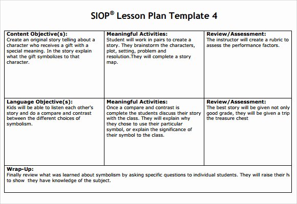 Siop Lesson Plan Template 3 Elegant Sample Siop Lesson Plan 9 Documents In Pdf Word