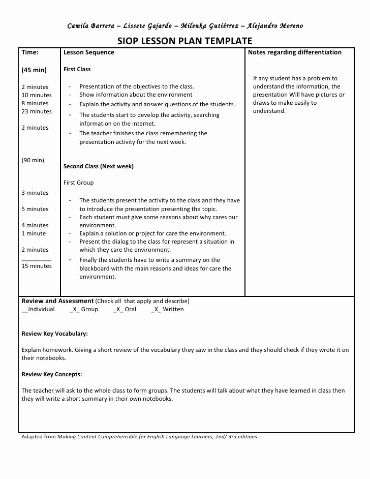 Siop Lesson Plan Template 3 Inspirational Siop Unit Lesson Plan Template Sei Model