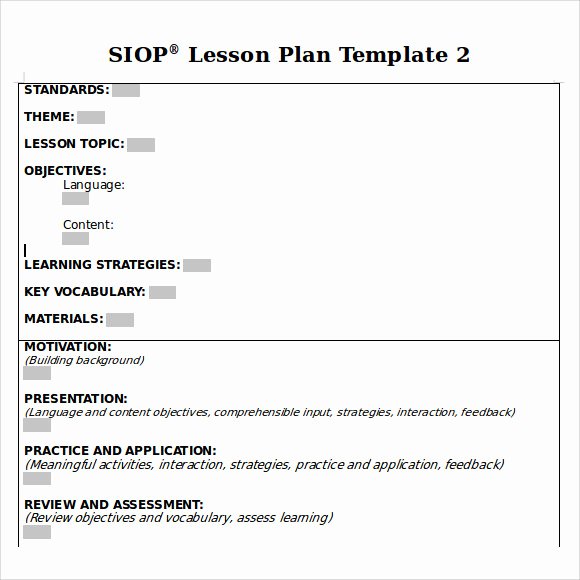 Siop Lesson Plan Template 3 Unique 8 Siop Lesson Plan Templates Download Free Documents In