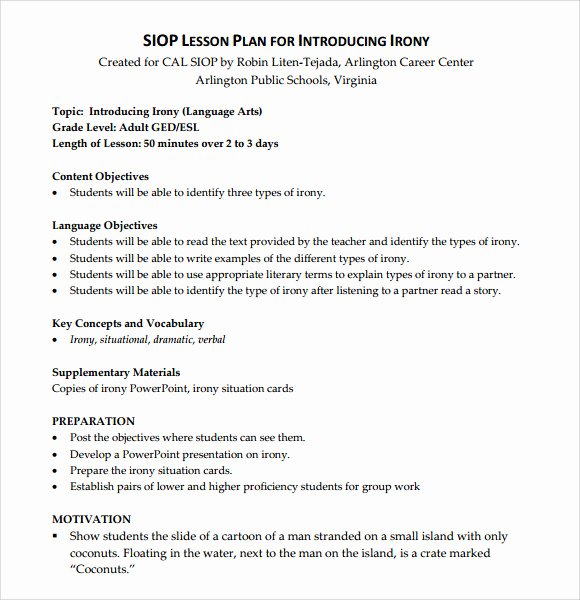 Siop Lesson Plan Template 3 Unique Sample Siop Lesson Plan 9 Documents In Pdf Word