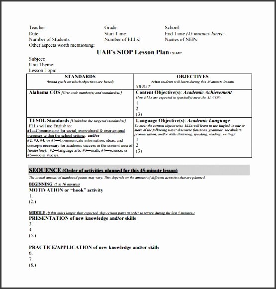 Siop Lesson Plan Template Beautiful 7 Download Free Lesson Plan Checklist Over Here