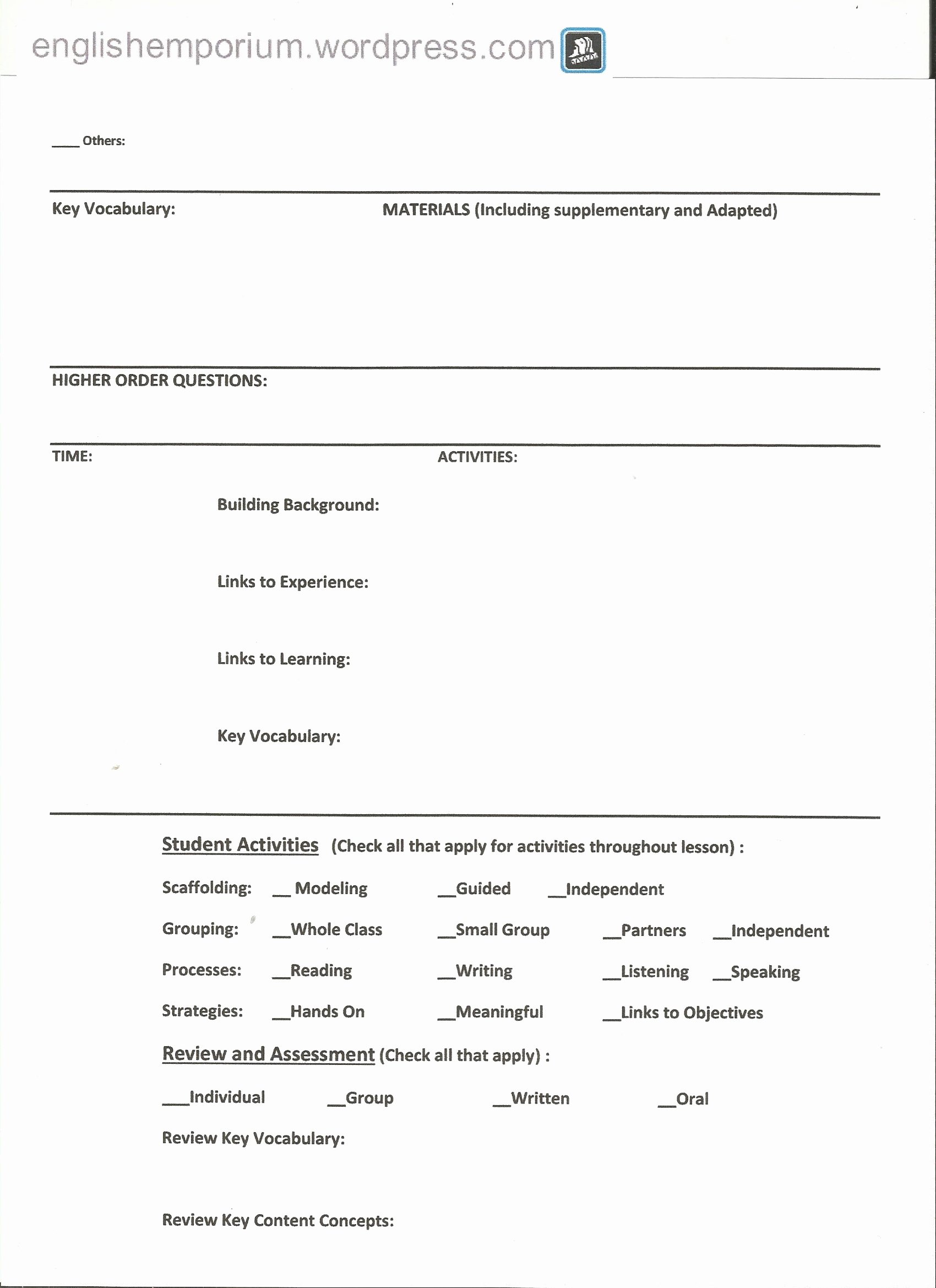 Siop Lesson Plan Template Fresh Siop Lesson Plan Checklist for 7th Grade Geography Page2