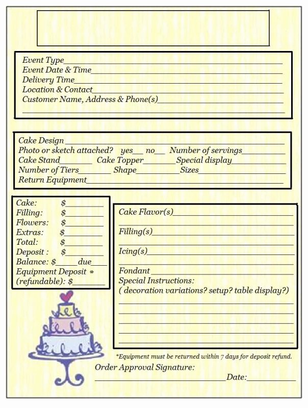 Special order form Template Luxury Cake order Contract